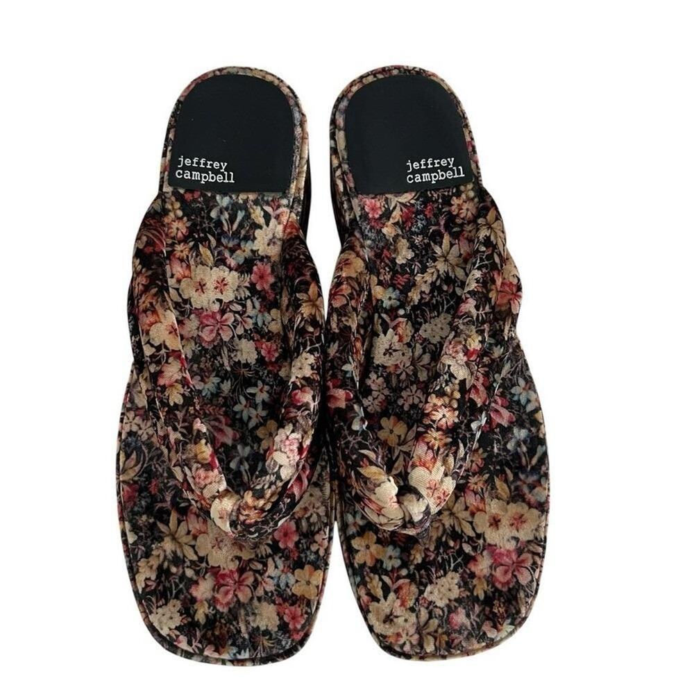 Jeffrey Campbell Luau Floral Velvet Platform Sandals 8.5 - Picture 5 of 8